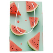 Sac Cadeau Moyen Tranches de pastèque sur vert (Devant)