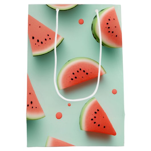 Sac Cadeau Moyen Tranches de pastèque sur vert (Dos)