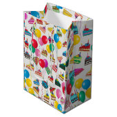 SAC CADEAU MOYEN " TRANCHES ET BALLONS DE GÂTEAU " (Devant Angle)