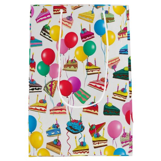 SAC CADEAU MOYEN " TRANCHES ET BALLONS DE GÂTEAU " (Dos)