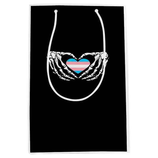 Sac Cadeau Moyen Trans Pride Skeleton Halloween Transgenre Goth He (Devant)