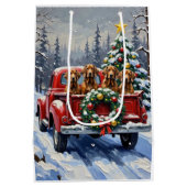 Sac Cadeau Moyen Treeing Walker Coonhound Christmas Red Truck (Dos)