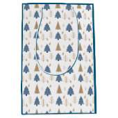 Sac Cadeau Moyen Trees in Blue and Gold (Devant)