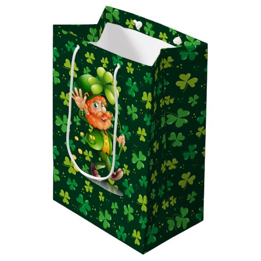Sac Cadeau Moyen Trèfle vert (Devant Angle)