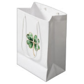 Sac Cadeau Moyen Trèfle Vert Or Saint-Patrick (Devant Angle)