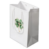 Sac Cadeau Moyen Trèfle Vert Or Saint-Patrick (Dos Angle)