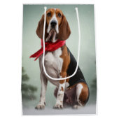 Sac Cadeau Moyen Trek Walker Coonhound Dog en Noël de neige (Dos)