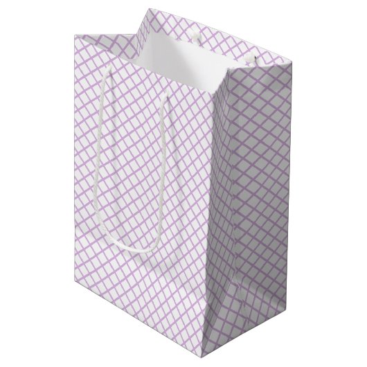 Sac Cadeau Moyen Trellis Diamant Douce Lilas - Blanc (Devant Angle)
