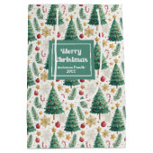 Sac Cadeau Moyen Trendy Christmas trees gift bag editable layout (Dos)