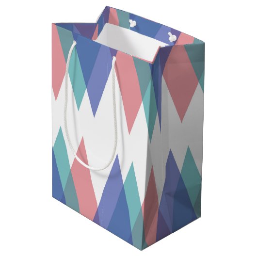 Sac Cadeau Moyen Triangles bleu et corail (Dos Angle)