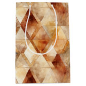 Sac Cadeau Moyen Triangles Crème Bourgogne Rouge Or (Devant)