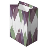 Sac Cadeau Moyen Triangles mauve et vert (Devant Angle)