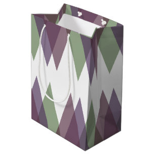 Sac Cadeau Moyen Triangles mauve et vert