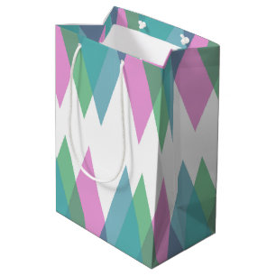Sac Cadeau Moyen Triangles rose et vert