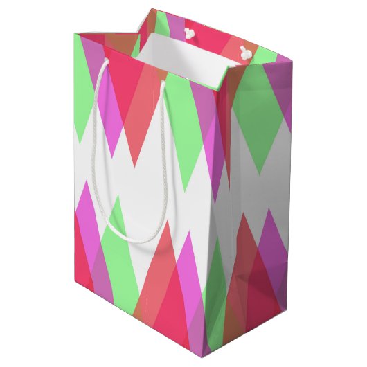 Sac Cadeau Moyen Triangles rouge et vert (Dos Angle)