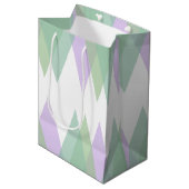 Sac Cadeau Moyen Triangles vert et lilas (Devant Angle)
