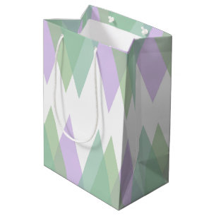 Sac Cadeau Moyen Triangles vert et lilas
