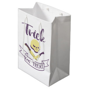 Sac Cadeau Moyen Trick or treat crâne tête de mort ruban Halloween 