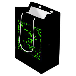 Sac Cadeau Moyen Trick ou traitement vert mince