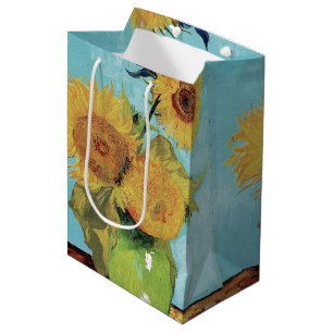 Sac Cadeau Moyen Trois tournesols dans un vase par Vincent van Gogh