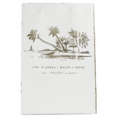 Sac Cadeau Moyen Tropical Beach Palm Tree croquis Pale Gold Mariage (Devant)