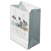 Sac Cadeau Moyen Tropical Beach Palm Tree Sketch Mariage d'aquarell (Devant Angle)