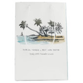Sac Cadeau Moyen Tropical Beach Palm Tree Sketch Mariage d'aquarell (Devant)