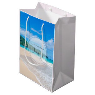Sac Cadeau Moyen Tropical Beach Pittoresque Photo Anniversaire
