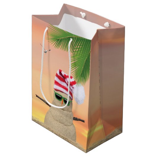 Sac Cadeau Moyen Tropical Christmas Sand Snowman (Devant Angle)
