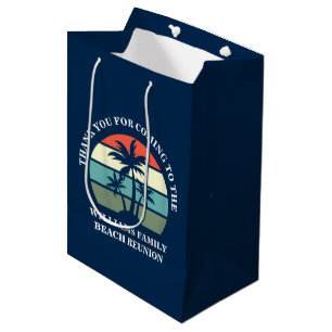 Sac Cadeau Moyen Tropical Palm Tree Sunset Custom Blue Beach Party