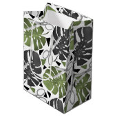 Sac Cadeau Moyen Tropical print monstera leaves scissors jungle exo (Devant Angle)