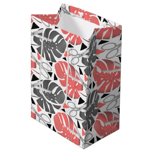Sac Cadeau Moyen Tropical print monstera leaves scissors jungle exo (Devant Angle)