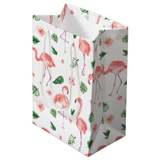 Sac Cadeau Moyen Tropical rose Flamingo (Devant Angle)