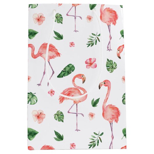 Sac Cadeau Moyen Tropical rose Flamingo (Devant)