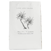 Sac Cadeau Moyen Tropical Rustic Palms noir blanc Mariage croquis (Devant)