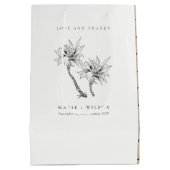 Sac Cadeau Moyen Tropical Rustic Palms noir blanc Mariage croquis (Dos)