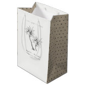 Sac Cadeau Moyen Tropical Rustic Palms noir blanc Mariage croquis (Dos Angle)