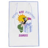 Sac Cadeau Moyen Tropical Toucan Personnalisé Joyeux Anniversaire M (Devant)