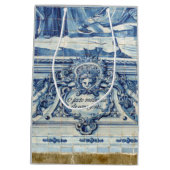 Sac Cadeau Moyen Tuiles murales portugaises bleues et blanches avec (Dos)