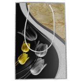 Sac Cadeau Moyen Tulipes gris et jaunes sur texture (Devant)