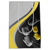 Sac Cadeau Moyen Tulipes gris et jaunes sur texture (Dos)
