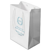 Sac Cadeau Moyen Turquoise aqua blanc feuille ovale couronne mariag (Dos Angle)