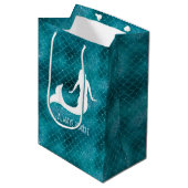 Sac Cadeau Moyen Turquoise Aqua Blue Sparkle Parties scintillant Si (Devant Angle)