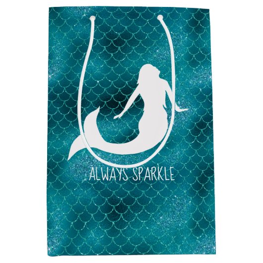 Sac Cadeau Moyen Turquoise Aqua Blue Sparkle Parties scintillant Si (Devant)