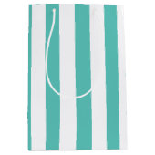 Sac Cadeau Moyen Turquoise marine et blanc rayé (Devant)