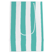 Sac Cadeau Moyen Turquoise marine et blanc rayé (Dos)