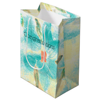 Sac Cadeau Moyen Turquoise Turquoise et Jaune