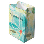 Sac Cadeau Moyen Turquoise Turquoise et Jaune (Dos Angle)