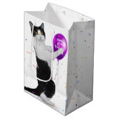 Sac Cadeau Moyen Tuxedo Chat avec 65e ballon d'anniversaire (Devant Angle)