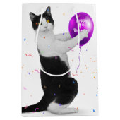 Sac Cadeau Moyen Tuxedo Chat avec Balcon 9e anniversaire (Devant)